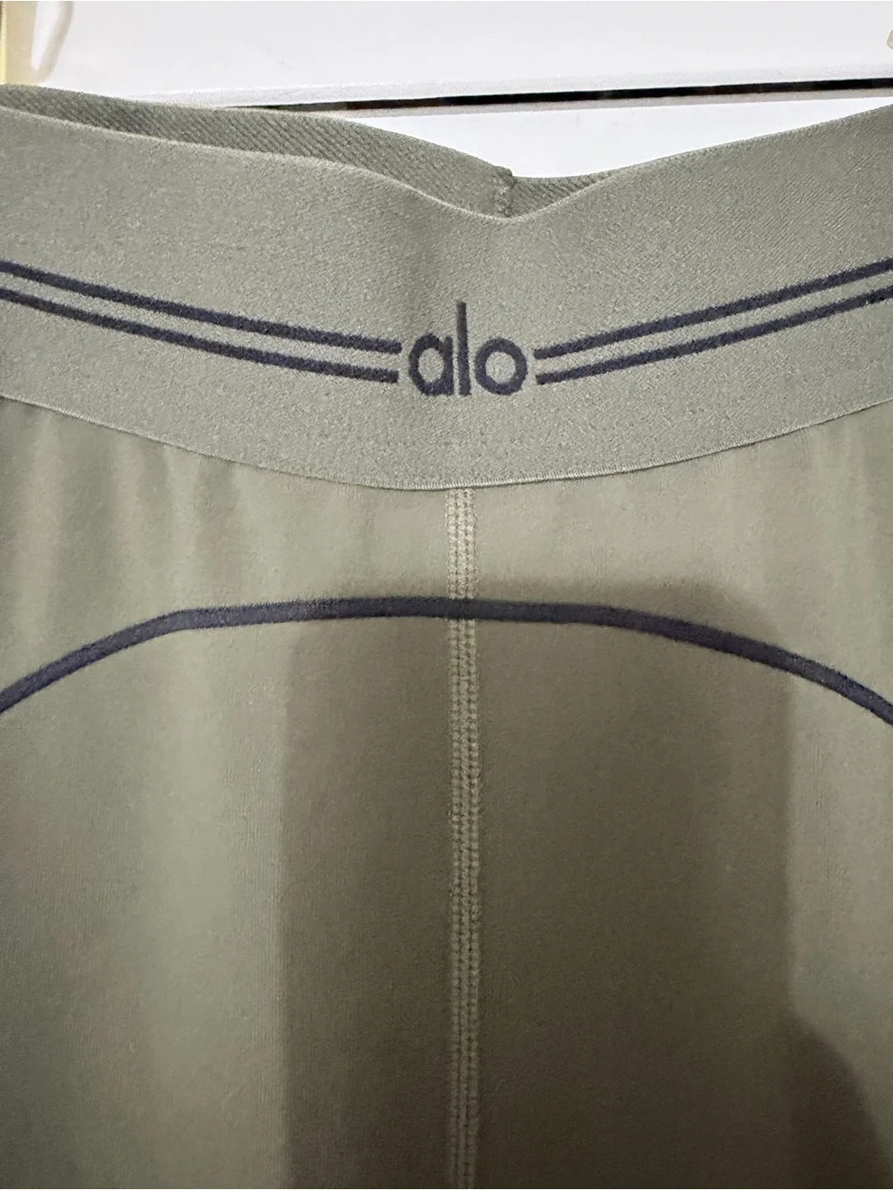 ALO Yoga Olive High-Waist Sculpt Leggings with Contrast Stitching